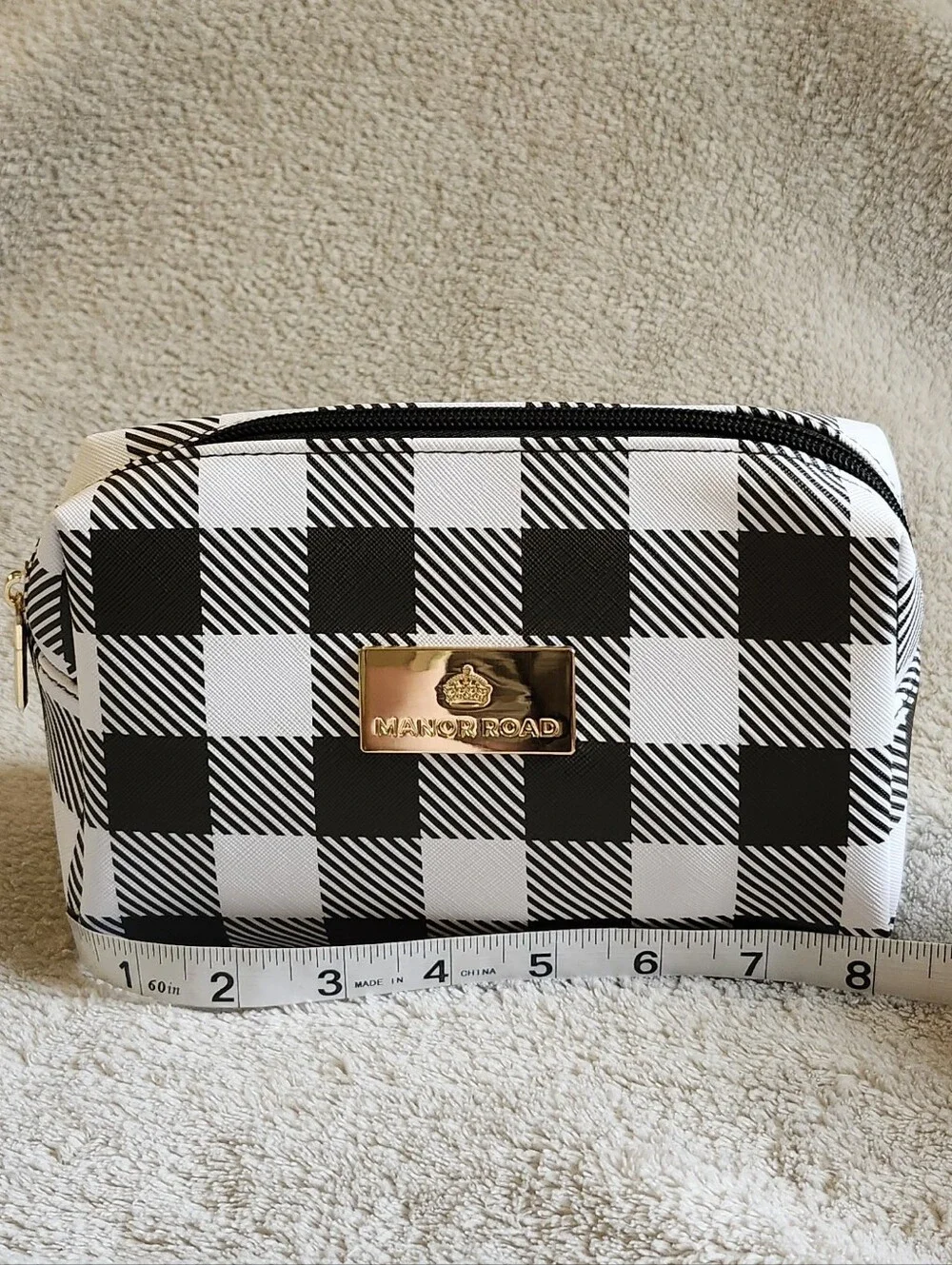 Black & White Check Cosmetic Makeup Bag